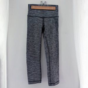 sz 4 21" inseam lululemon wunder under crop gray black heathered capri leggings